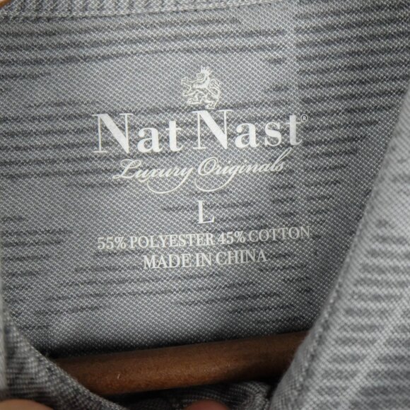 Nat Nast Polo Mens Large Gray Tropical Golf Performance Stretch Short Sleeve  Pl - Picture 7 of 7